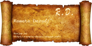Remete Dezső névjegykártya